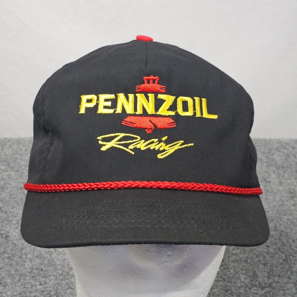 Swingster Pennzoil Racing Hat Mens OSFA Black Rope Snapback Vintage Trucker Cap